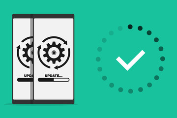 System software update and upgrade concept. Loading process in smart phone screen