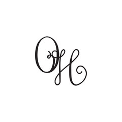 Handwritten monogram OH icon