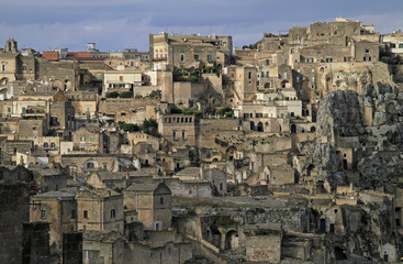 Fototapeta na wymiar View over the old town of Matera, Italy
