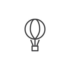 Air balloon with the parcel box line icon, outline vector sign, linear style pictogram isolated on white. Delivery service symbol, logo illustration. Editable stroke