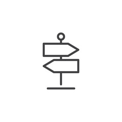 Signpost line icon, outline vector sign, linear style pictogram isolated on white. Direction pointer symbol, logo illustration. Editable stroke
