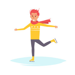 Man on the skates at the rink.