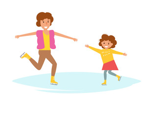 People skate on the rink