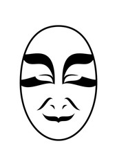 Tribal smiley japanese kabuki mask. Drama actor face