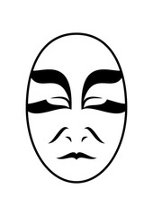 Tribal sad japanese kabuki mask. Drama actor face