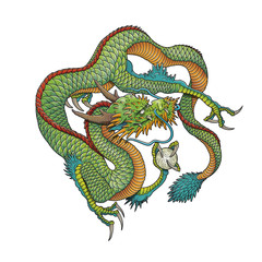 Obraz premium oriental green dragon isolated