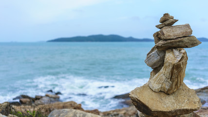 Stone cairn or stack at Khao Laem Ya  National Park , Rayong , Thailand