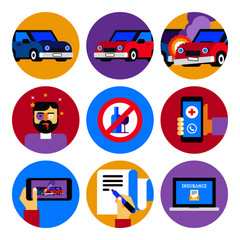 Naklejka premium Car crash icons