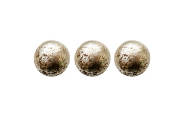 Used petanque ball isolated on white background.Old petanque ball.