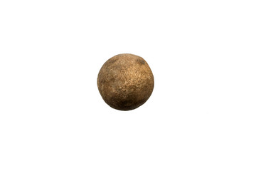 Wood ball for Petanque sport on white background.