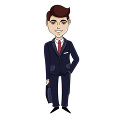 young smiling businessman in suit, vector illustration