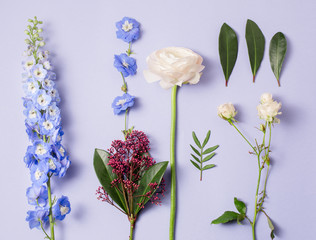 Tools and accessories florists need for making up a bouquet