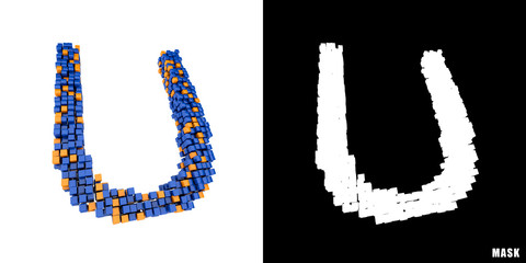 Litera U 3D sześciany kwadraty klocki piksele  © vempireart