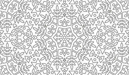 Creative Motive For Coloring Book. Black Lines on White.
