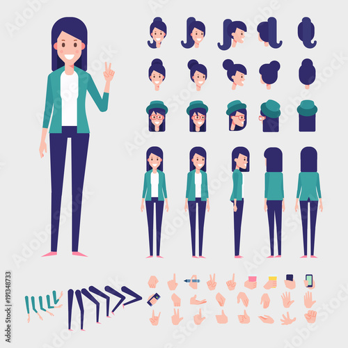 young woman character for your scenes flat vector character