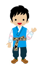 Korean Toddler Boy Wearing Traditional clothing ,Front view