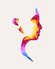 Obraz premium Portrait of a young woman. Polygonal mosaic silhouette of the human face