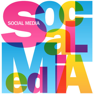 "SOCIAL MEDIA" Colourful Vector Letters Icon