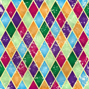 Abstract harlequin pattern with vintage texture