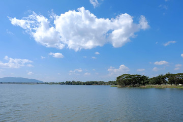 blue sky and cloud over the river,landscape.