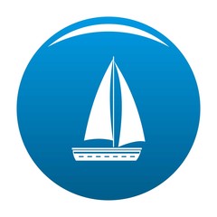 Yacht travel icon vector blue circle isolated on white background 