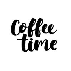 Coffee time text. Hand lettering. Modern brush calligraphy. Vector illustration