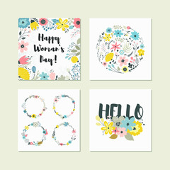 Set of cute colorful floral elements.