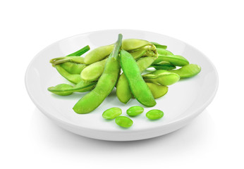 soy in plate on white background