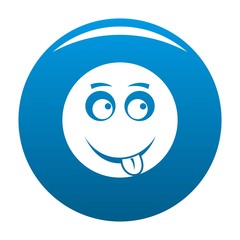 Smile icon vector blue circle isolated on white background 