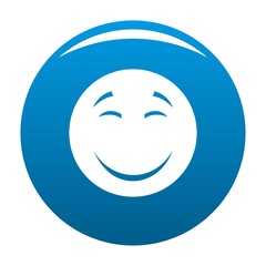 Smile icon vector blue circle isolated on white background 