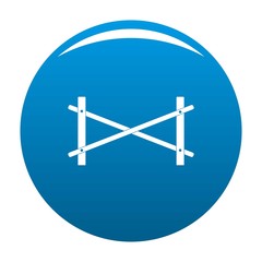 Fence of two rod icon vector blue circle isolated on white background 