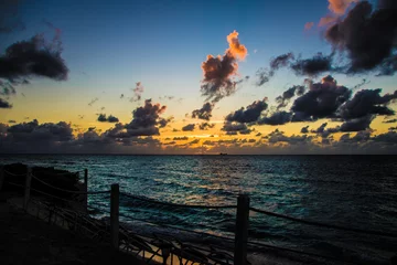 Crédence de cuisine en verre imprimé Plage de Seven Mile, Grand Cayman Tropical Ocean Sunset
