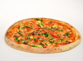 Restaurant menu and italian cuisine concept. Spicy pizza