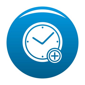 Time plus icon vector blue circle isolated on white background 