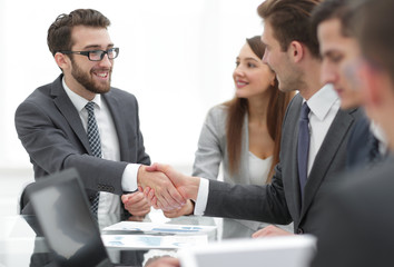 Business concept. Handshake for make agreement in contract