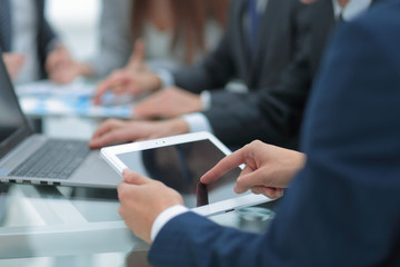 Business people having meeting in modern office.