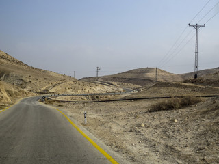 Judean Desert, Israel - driving in the desert going to the St. George Monastery.