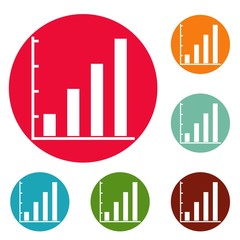 Finance chart icons circle set vector isolated on white background