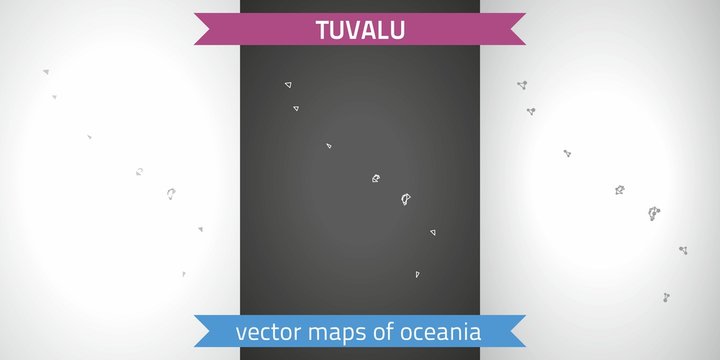 Tuvalu set of grey and silver mosaic 3d polygonal maps. Graphic vector triangle geometry outline shadow perspective maps