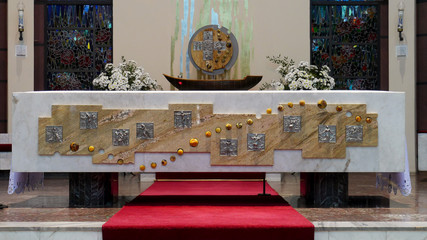 altar in the church on the front