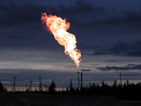 Picture of burning oil gas flare