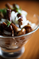 Marinated mushrooms with onions