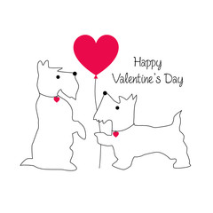 cute scottie dog valentine with balloon