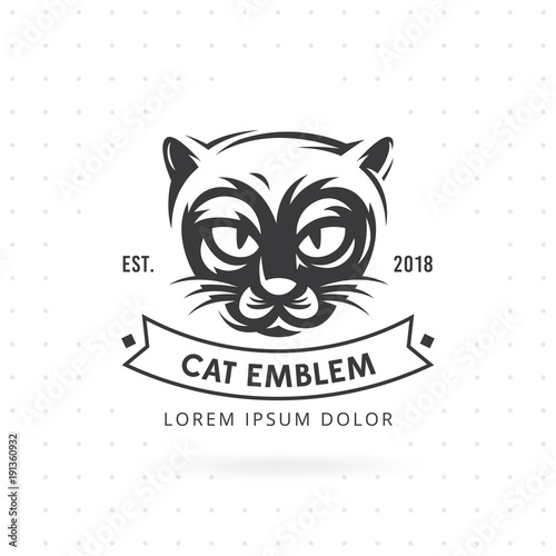 Cat Face Logo Vector Ilration Emblem Design And Label Cat Face Logo Vector Ilration Emblem Design And Label Head On White Background Animal Template
