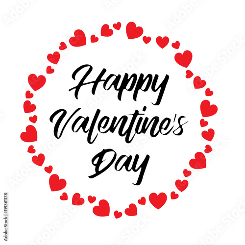 "hand written happy valentines day with heart circle frame" Stock photo ...