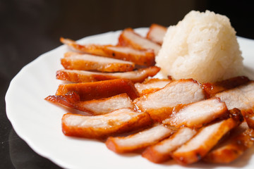 charcoal-boiled pork neck,Grill pork (Thai style food)