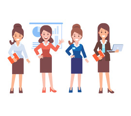 Office workers vector set. Lady boss. Business lady.