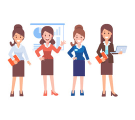 Obraz premium Office workers vector set. Lady boss. Business lady.