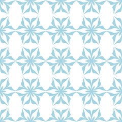 Blue floral seamless design on white background