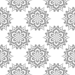 Gray floral pattern on white. Seamless background